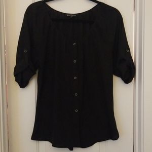 Express Scoop Neck Button Down Blouse